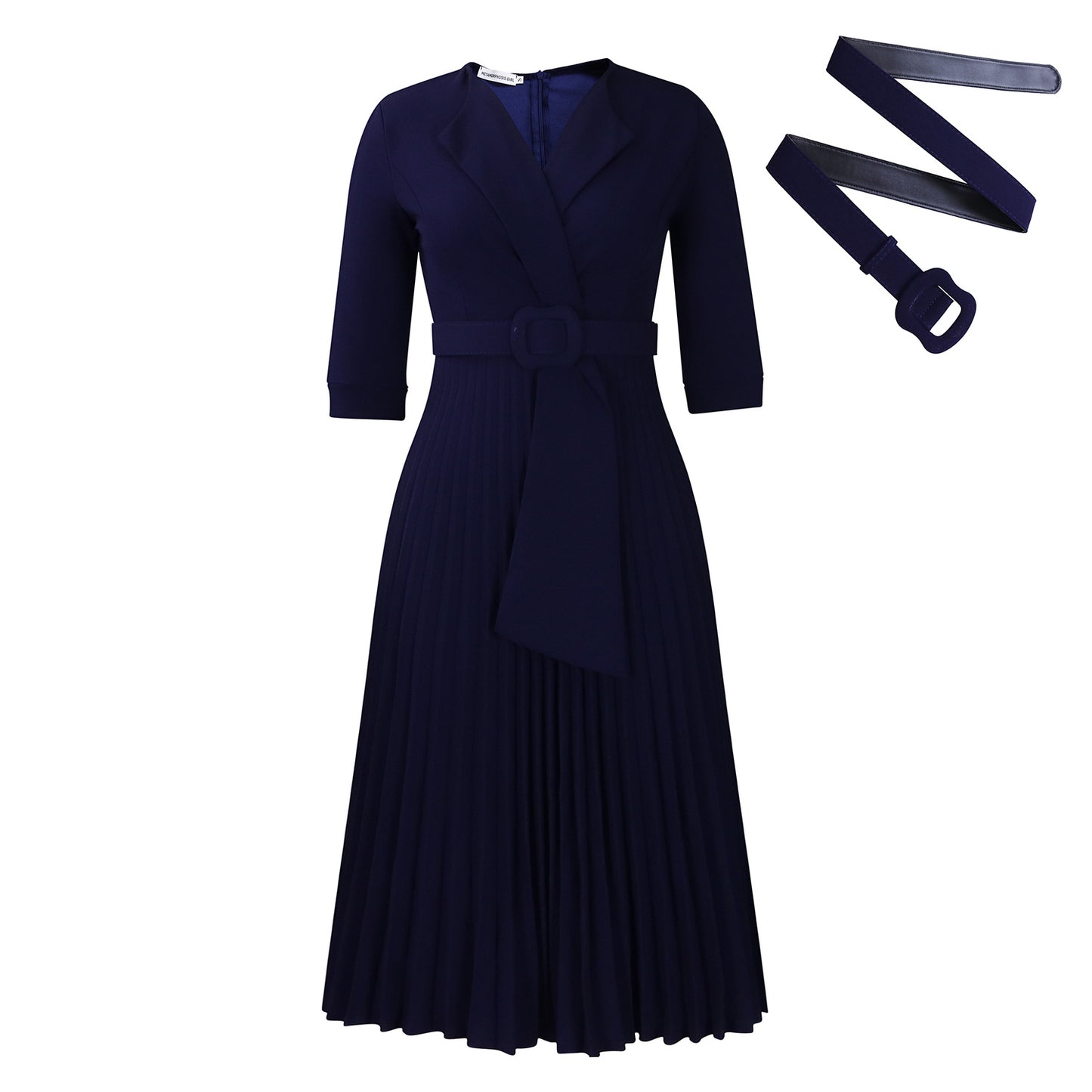 Suit Collar Press-Pleated Waist Plus Size African Dress