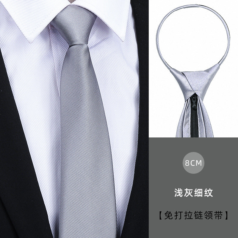 Tie men's formal wear business black glossy narrow zipper professional wedding groom korean zipper hand tie