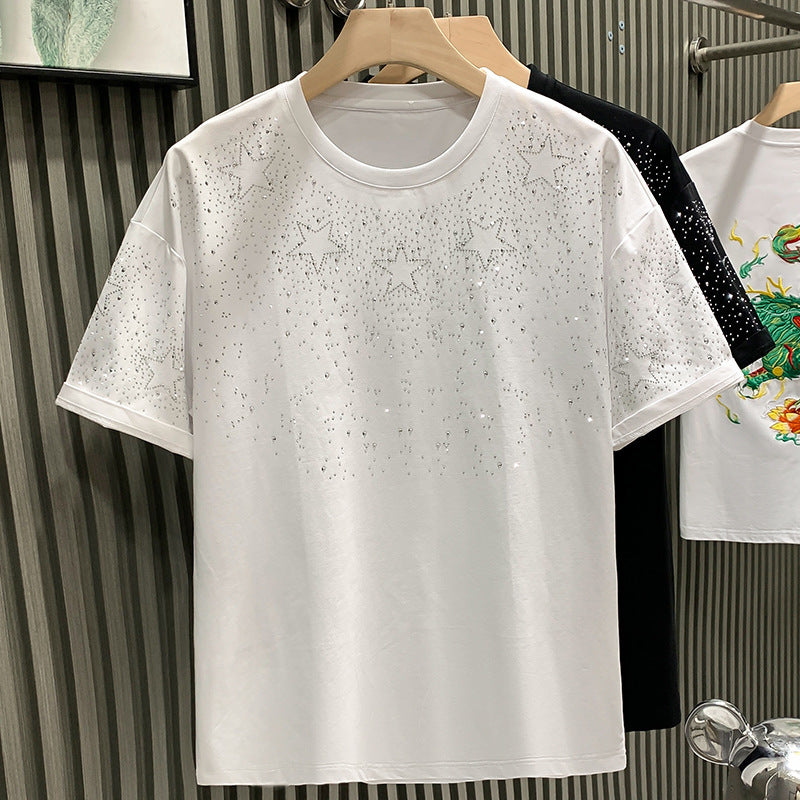 Men’s 2025 Summer Hip-Hop Rhinestone Tee