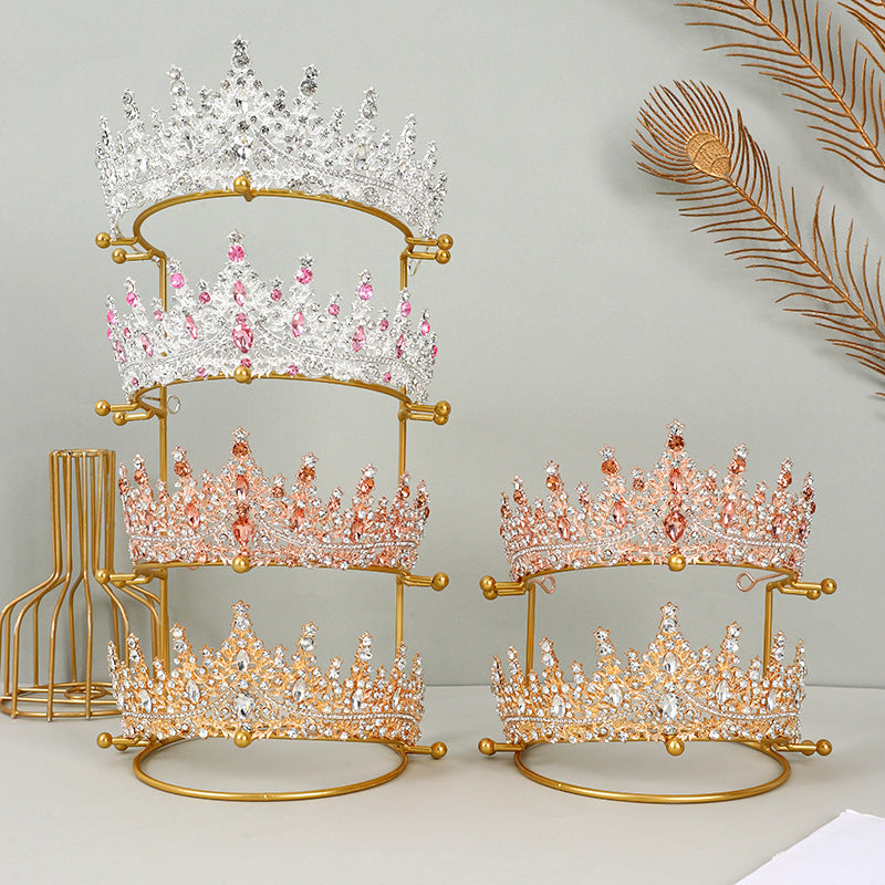 Bridal crown display shelf, hair ornament shelf, gold