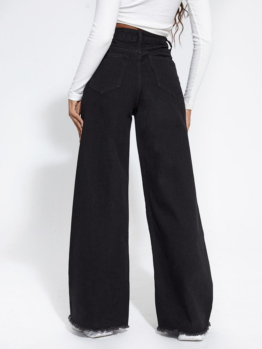 Sense Pearl Black Raw Trim Stitched Pants