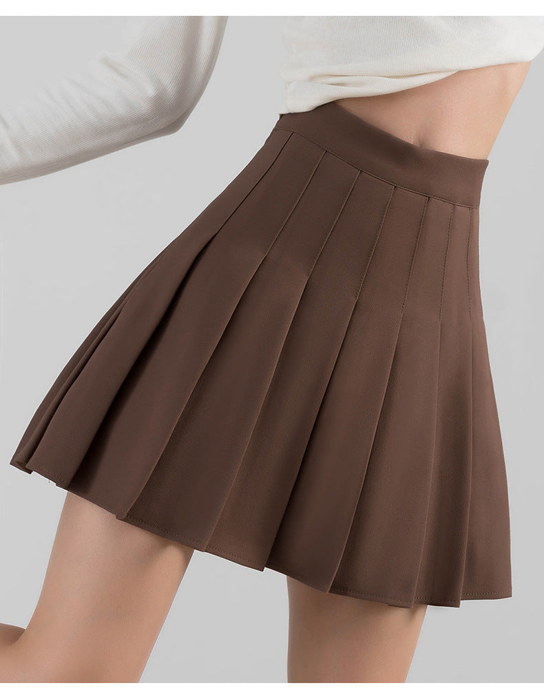 High-Waisted Pleated A-Line Skirt