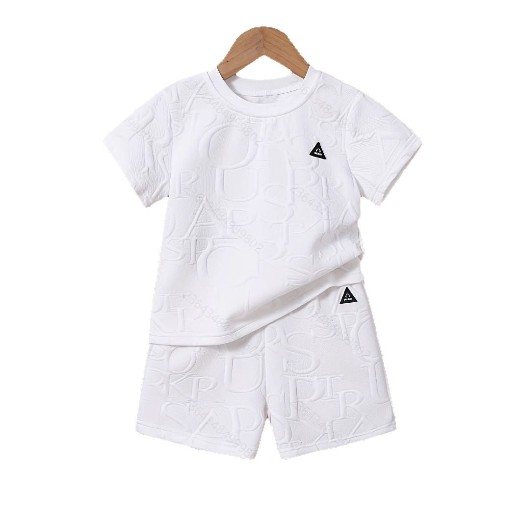 Summer Boys Embossed Letter T-Shirt & Shorts Set