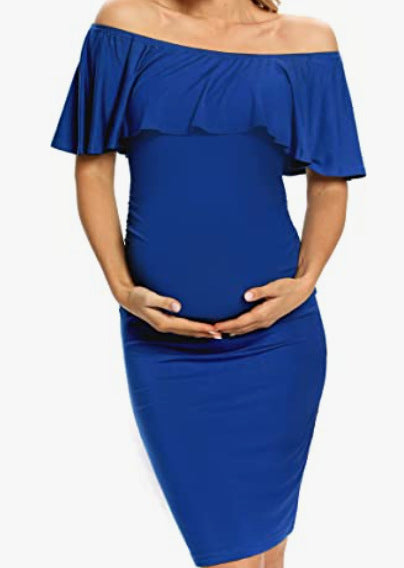 Elegant One-Shoulder Maternity Dress