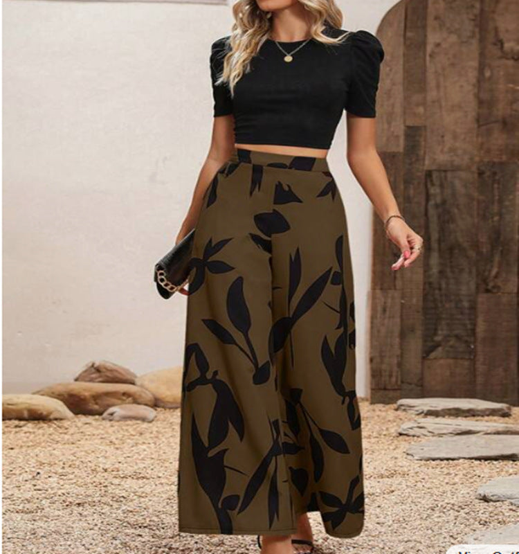 Summer Temperament Elasticated Waist Wide-leg High-waisted Thin Trousers