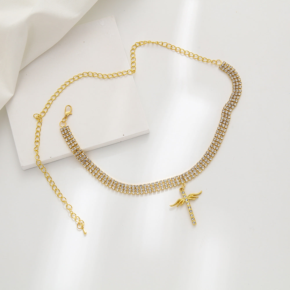 New rhinestone cross pendant necklace