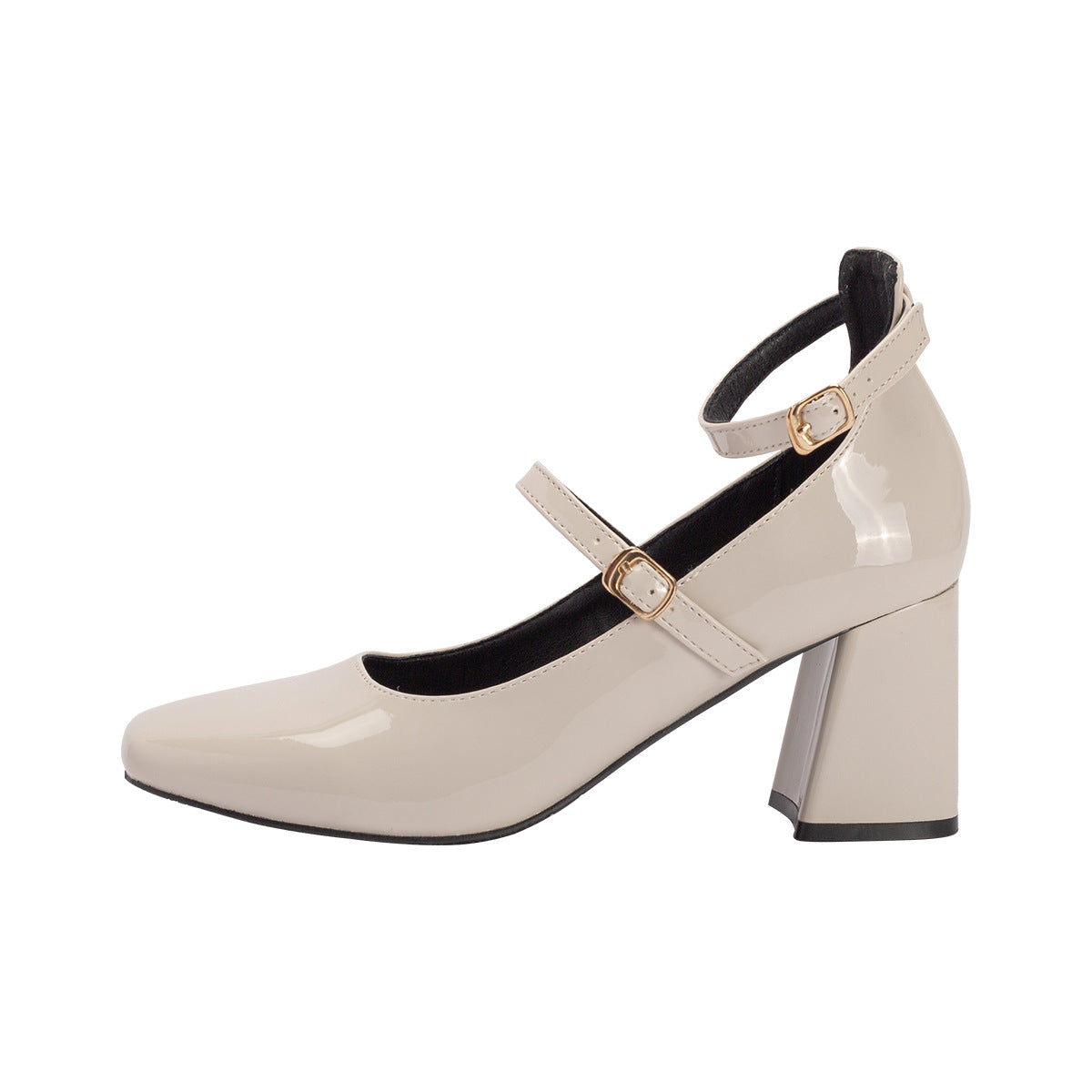 Mary Jane Leather Burgundy Heel Heel Temperament (On Hand)