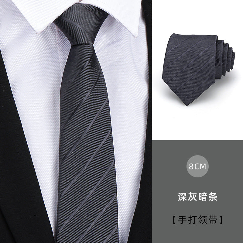 Tie men's formal wear business black glossy narrow zipper professional wedding groom korean zipper hand tie