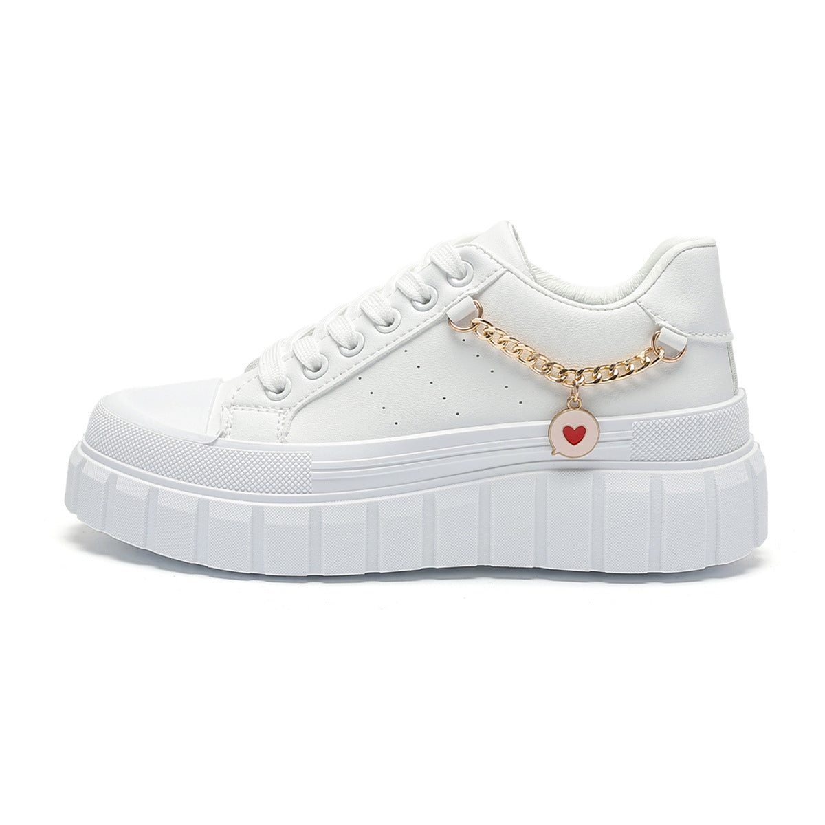New plus-size women's shoes thick-soled heightened white shoes