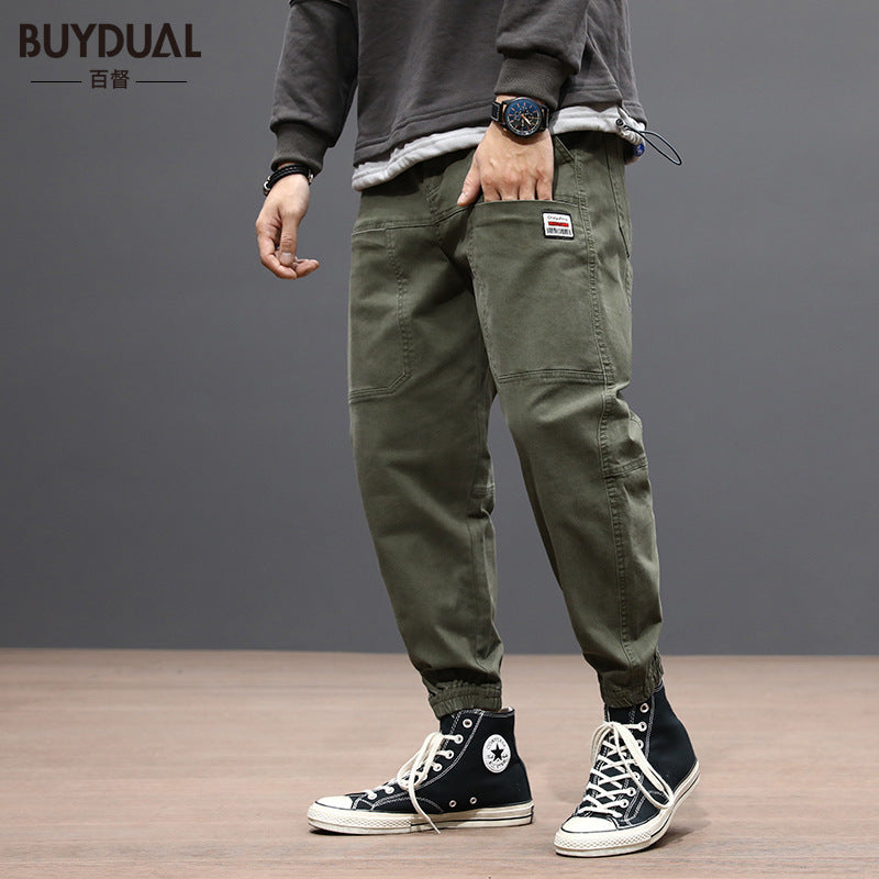 Men's Autumn Loose Fit Stretch Harem Pants Army Green Cargo
