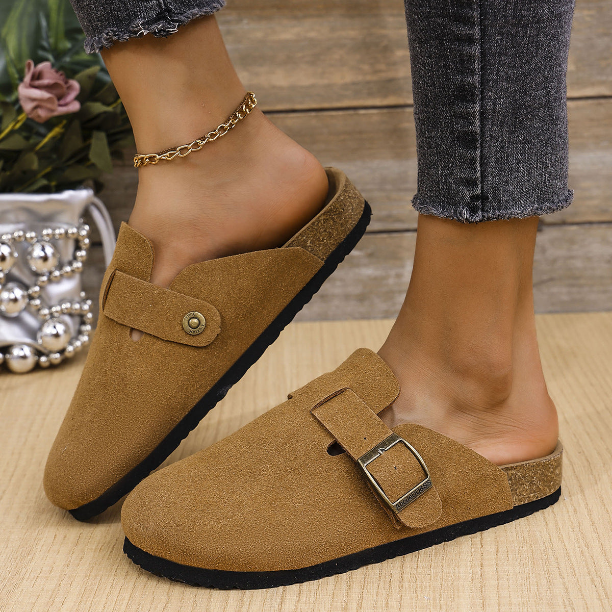 Retro Frosted Toe One-Foot Slipper Shoes (On Hand)