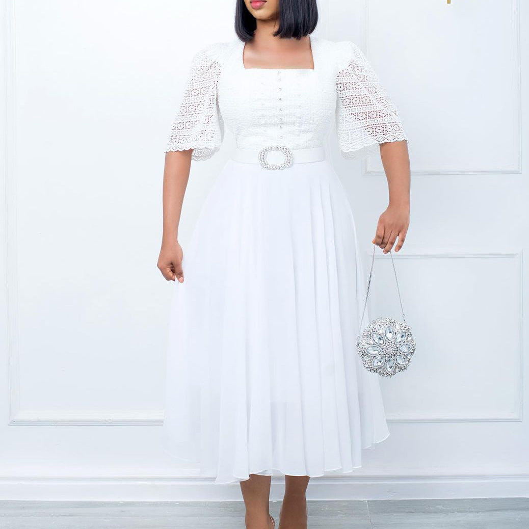 Fashion splicing chiffon beads celebrity dress