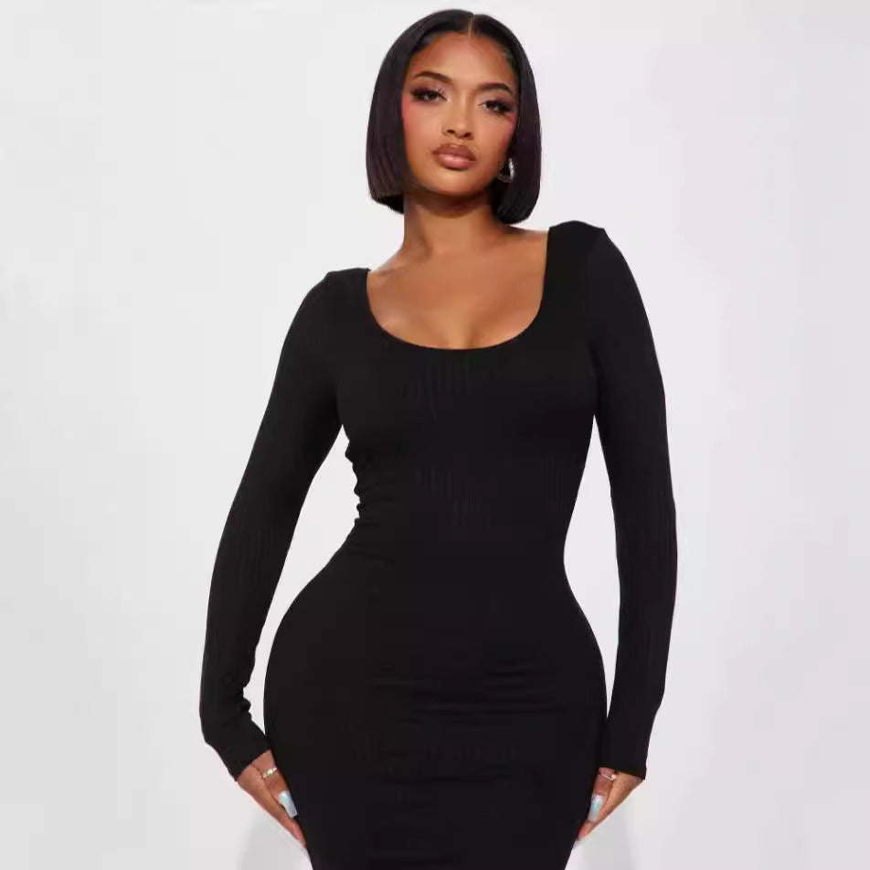Autumn & Winter Sexy Slim-Fit Round Neck Dress Addis Outfits Autumn & Winter Sexy Slim-Fit Round Neck Dress Addis Outfits