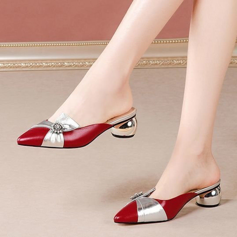 Semi-slipper women's medium heel