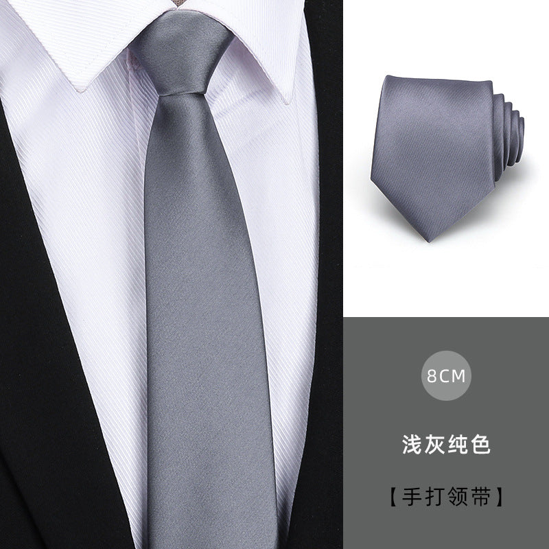 Tie men's formal wear business black glossy narrow zipper professional wedding groom korean zipper hand tie