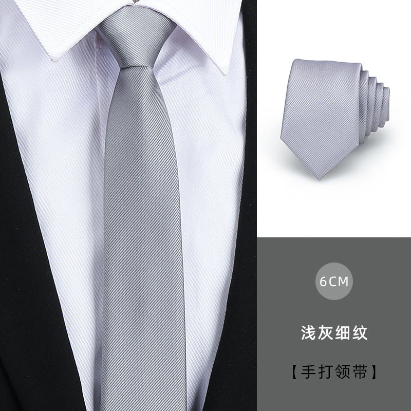 Tie men's formal wear business black glossy narrow zipper professional wedding groom korean zipper hand tie