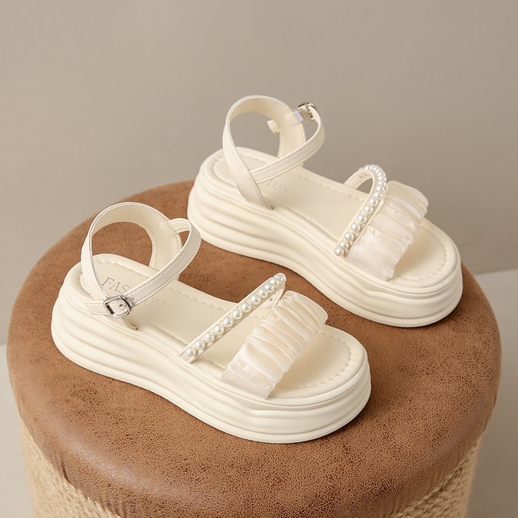 Pearl-Accent Thick-Soled Sandals