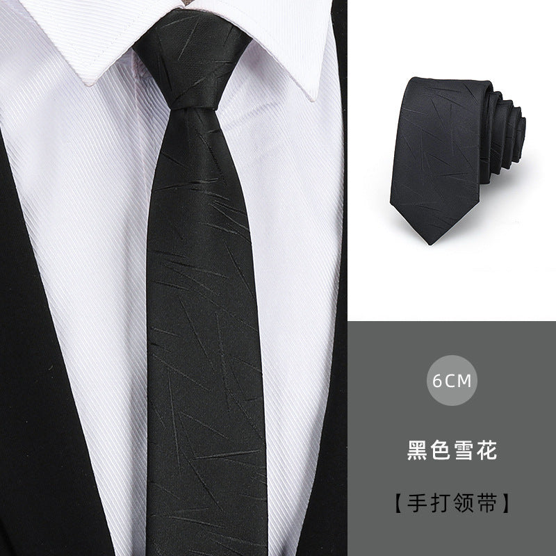 Tie men's formal wear business black glossy narrow zipper professional wedding groom korean zipper hand tie