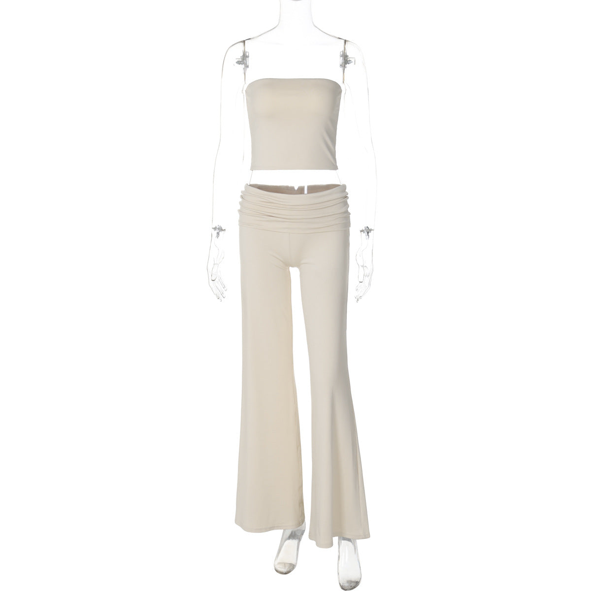 Solid Color Bandeau Top Bell Pants women's Slim Suit