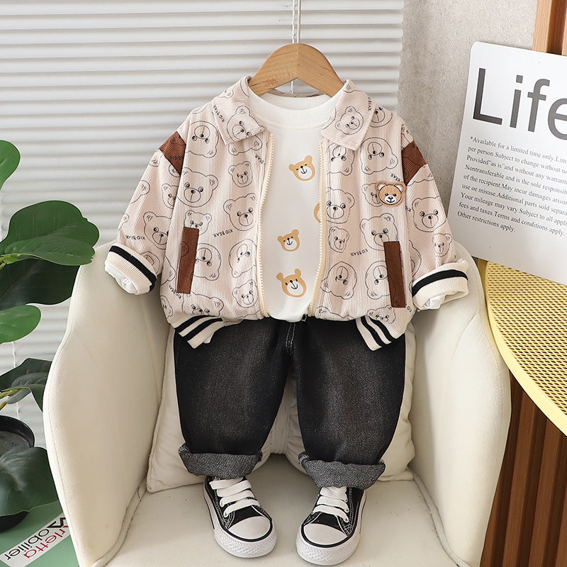 Bear Print Corduroy Set
