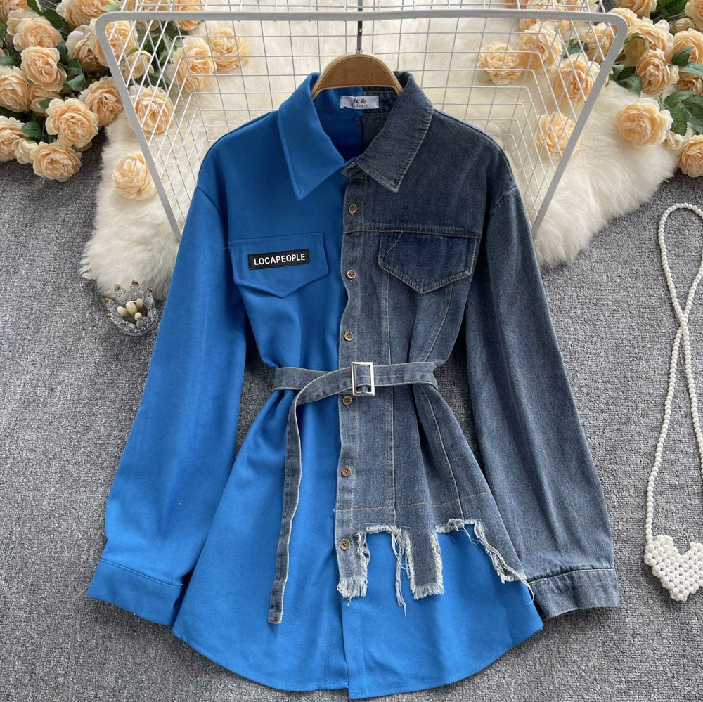 Waist Slimming Irregular Midi Shirt