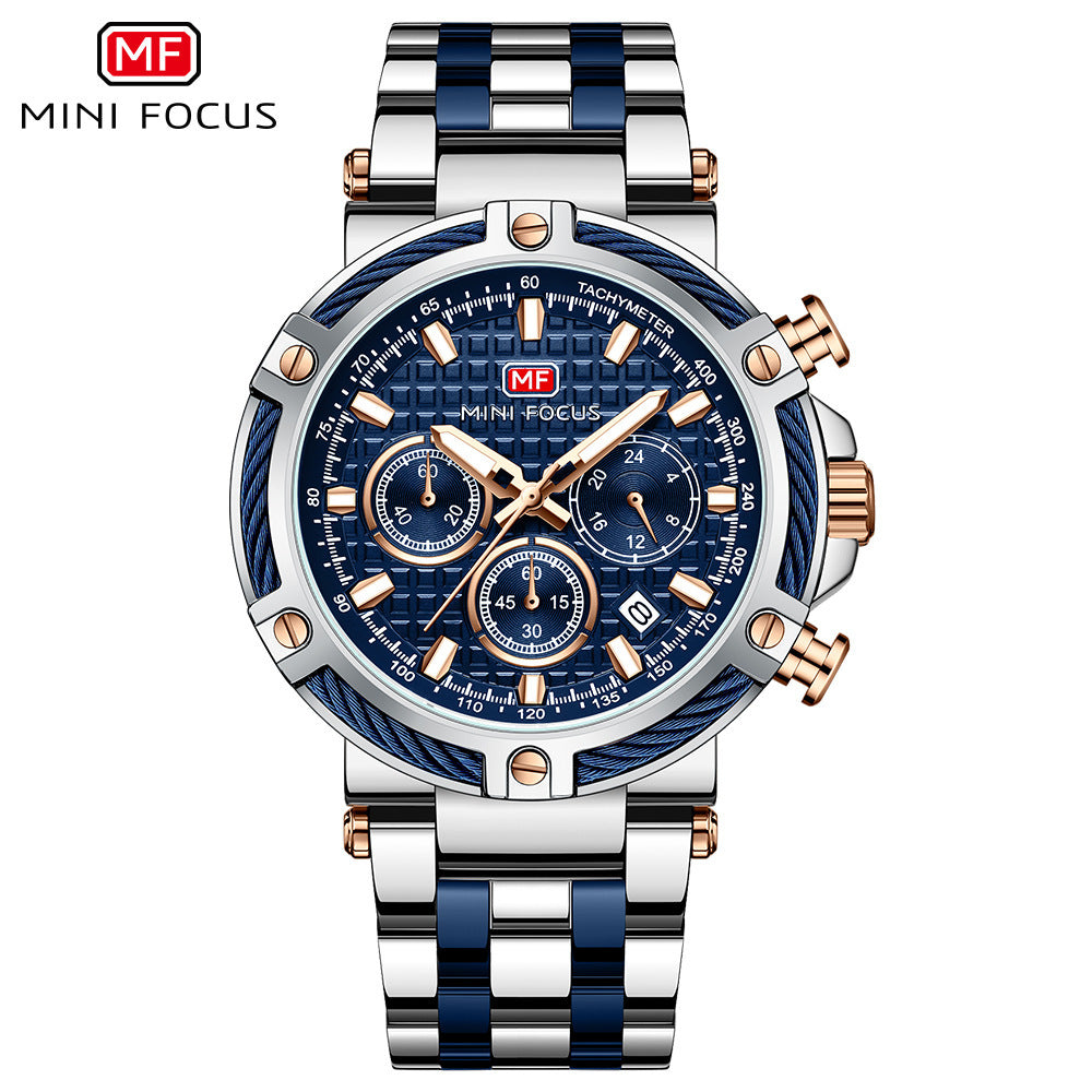 Mini Focus Men's Casual Watch - Waterproof Quartz Luminous Steel Band