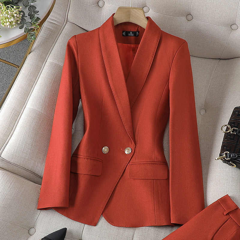 Women's Burgundy High-End Blazer Suit Set