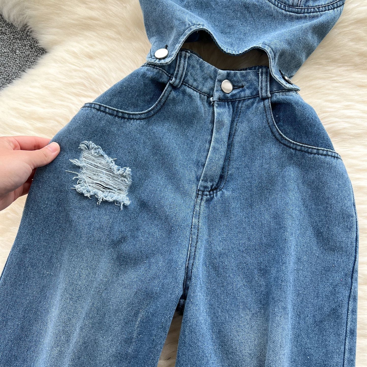 Designer Denim Jumpsuit