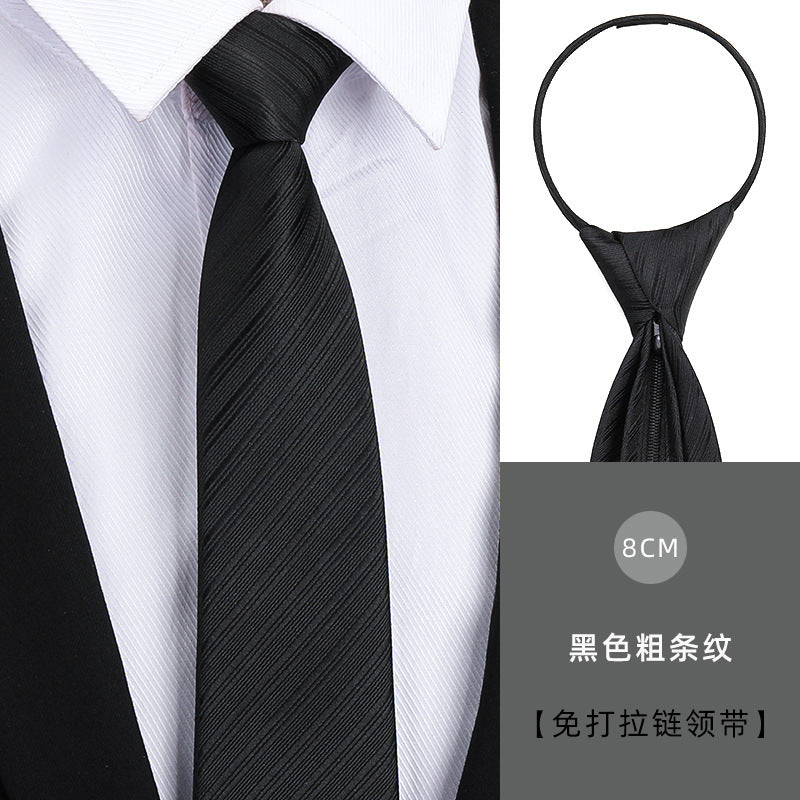 Tie men's formal wear business black glossy narrow zipper professional wedding groom korean zipper hand tie