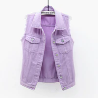 Multi-Color Ripped Denim Vest