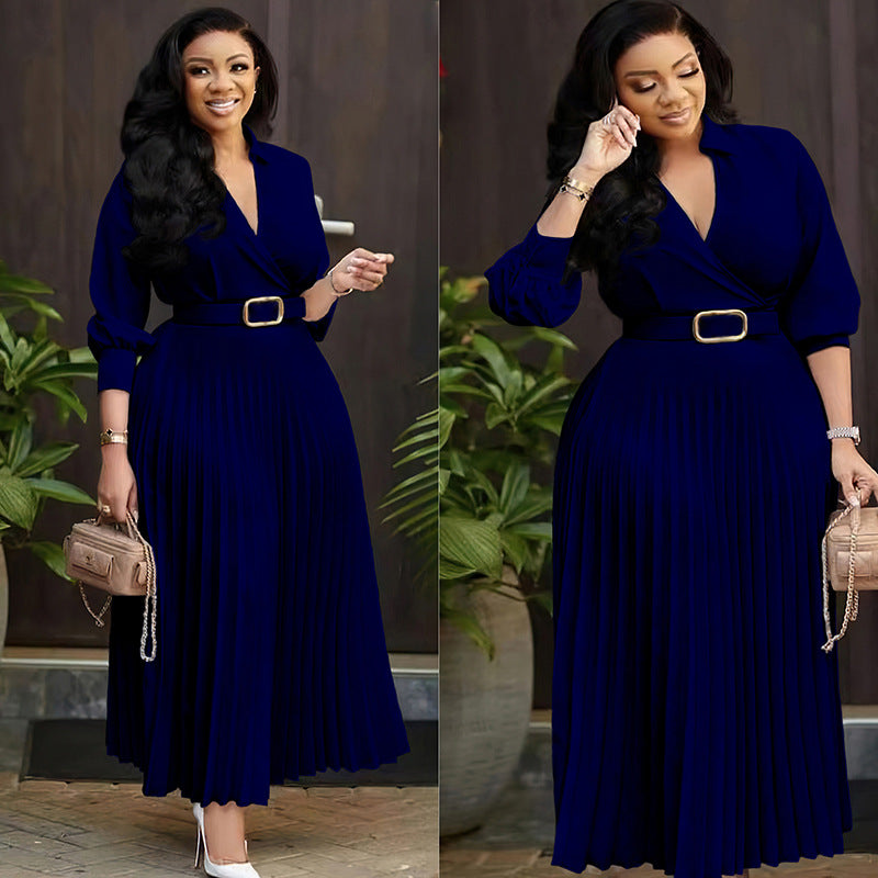 Independent Station Spring New Women's Solid Color Plus Size Dress (On Hand)