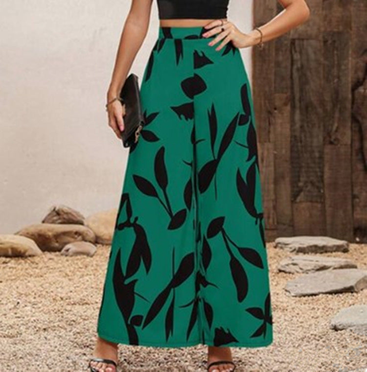 Summer Temperament Elasticated Waist Wide-leg High-waisted Thin Trousers