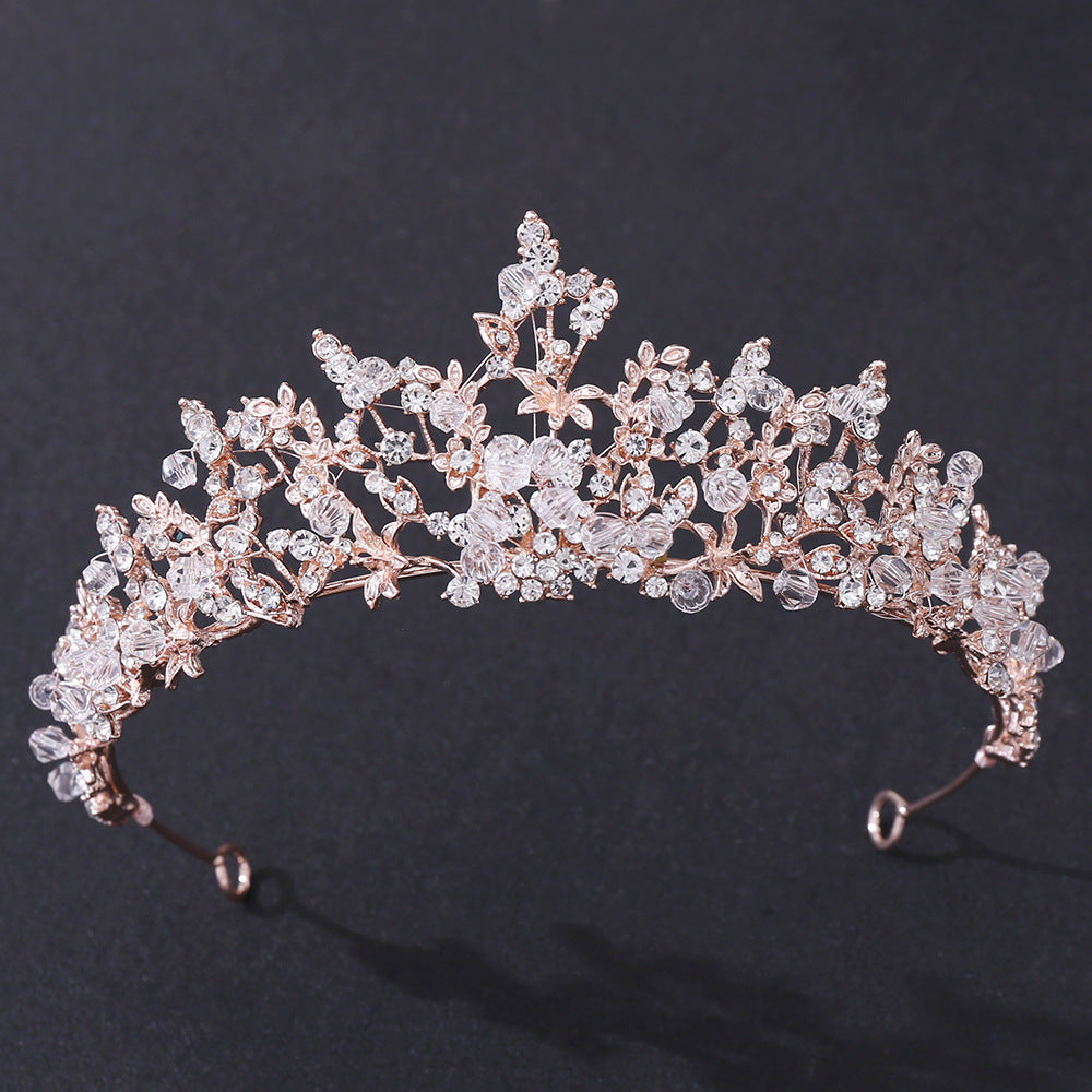 Exquisite handmade crystal glass diamond wedding crown