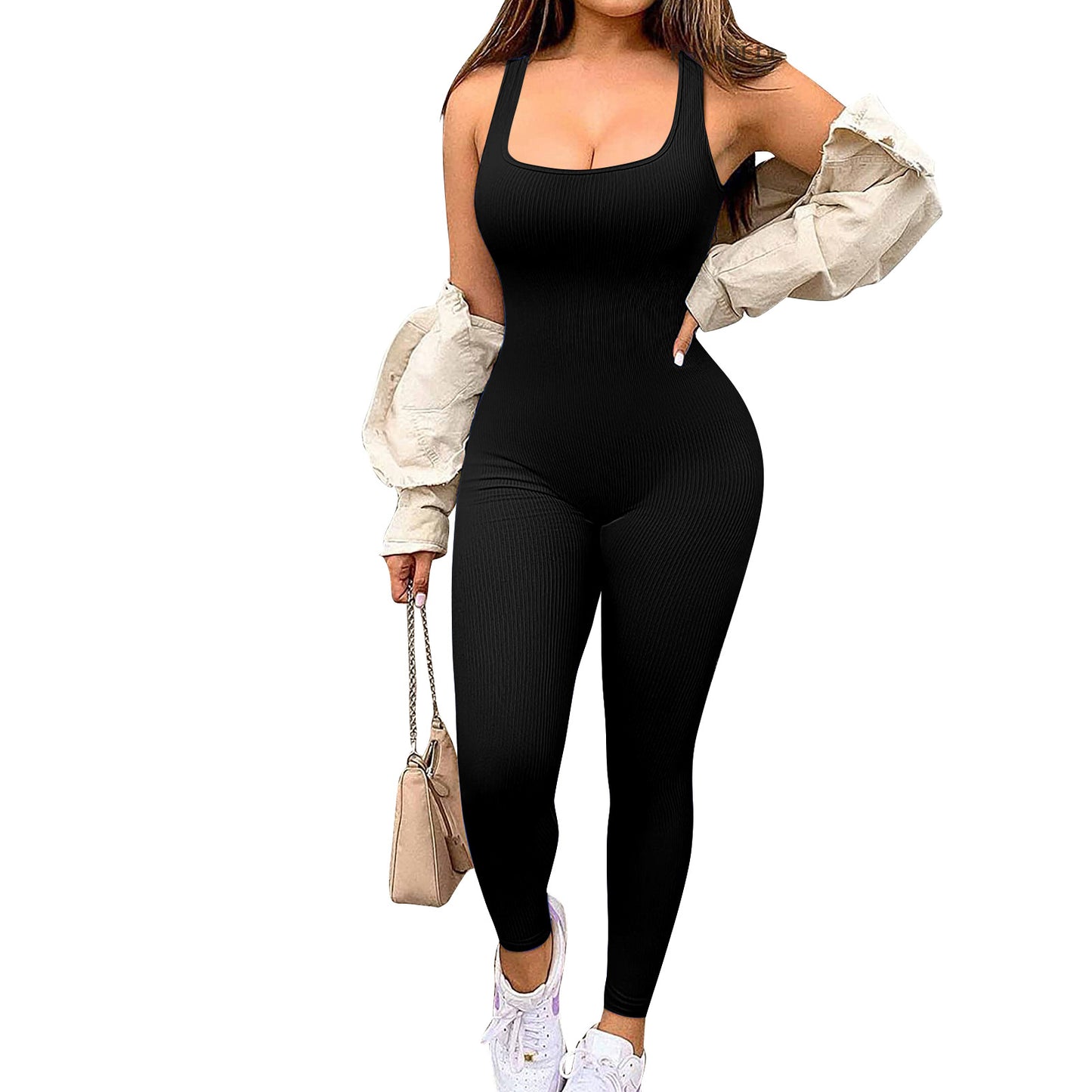 Solid Color Sleeveless Vest Jumpsuit