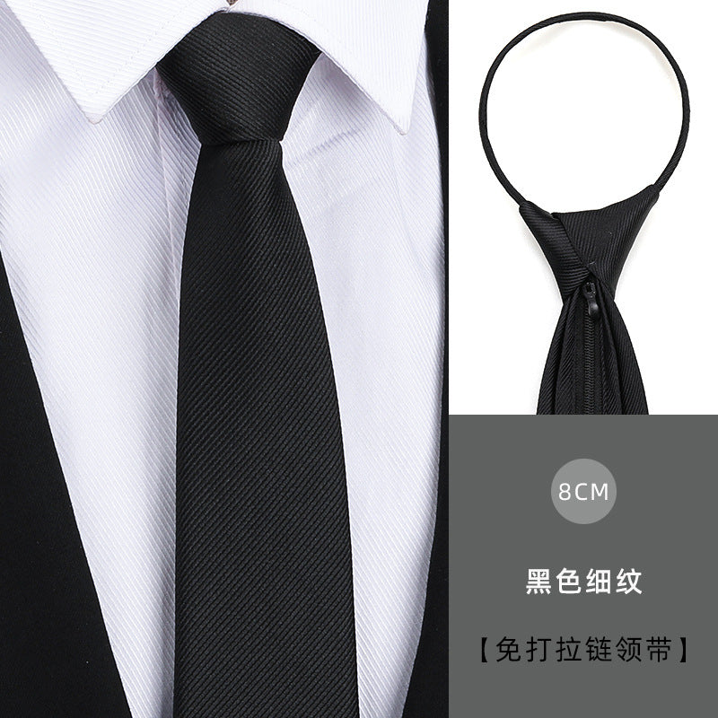 Tie men's formal wear business black glossy narrow zipper professional wedding groom korean zipper hand tie