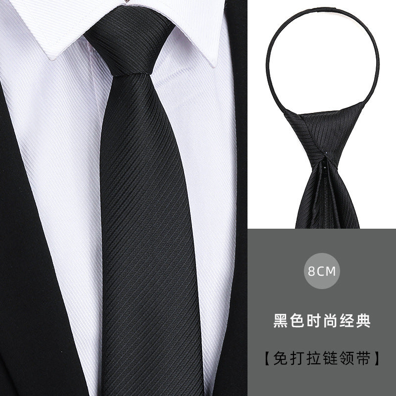 Tie men's formal wear business black glossy narrow zipper professional wedding groom korean zipper hand tie