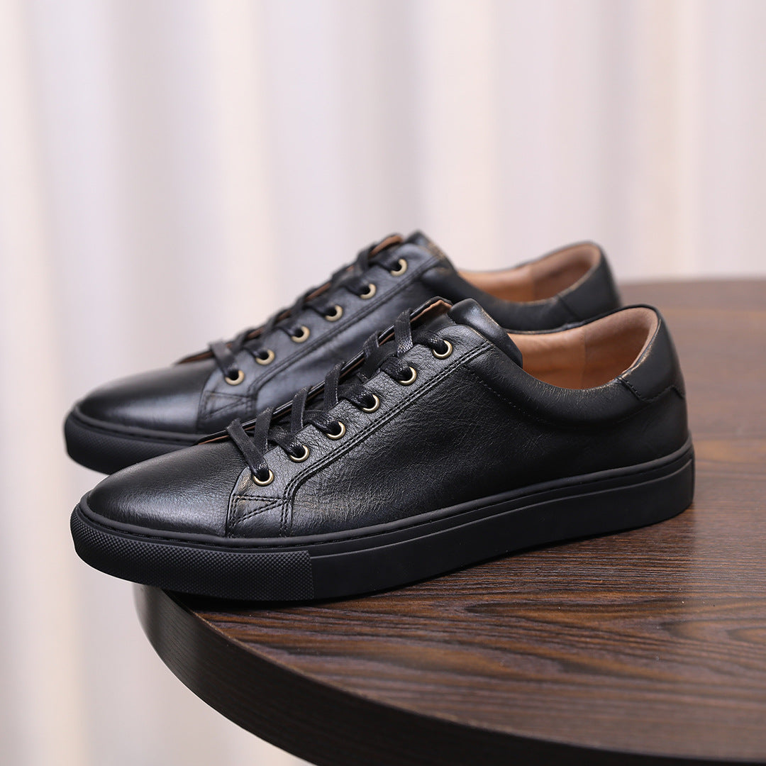 British Style White Leather Sneakers