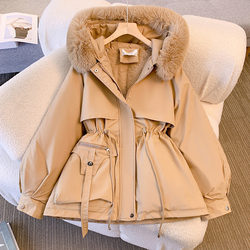 Detachable pie , waist cinched thin cotton clothes,, velvet and thickened women's fur coats,