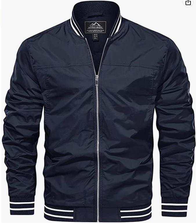 Mens Lightweight Trench Bomber Jacket Windproof Casual Coat (EU Size)