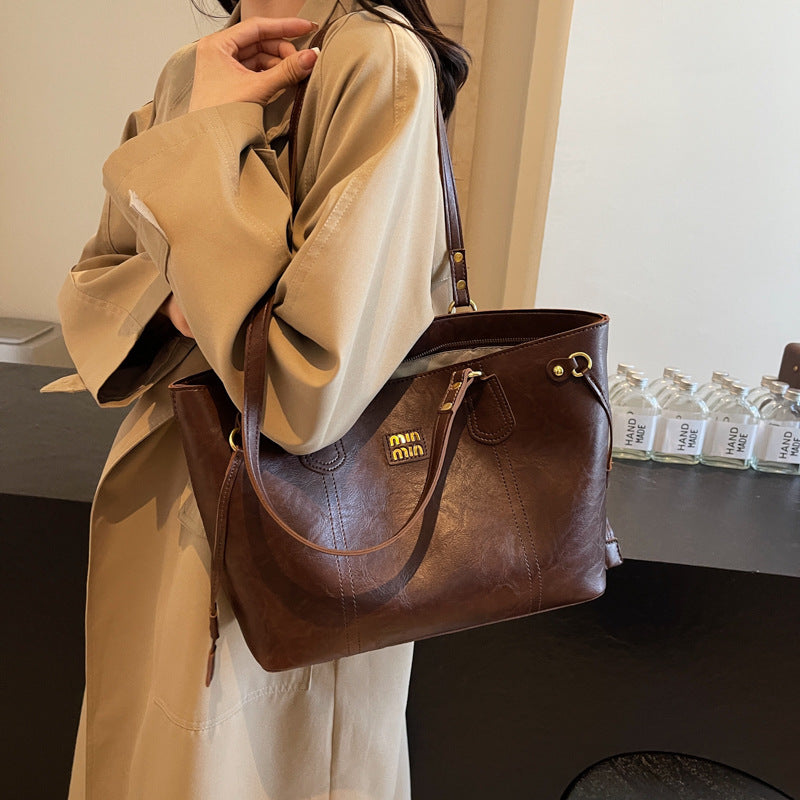 Minimalist Leather Commuter Tote Bag