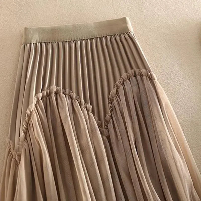 Elegant Mesh-Panel Skirt