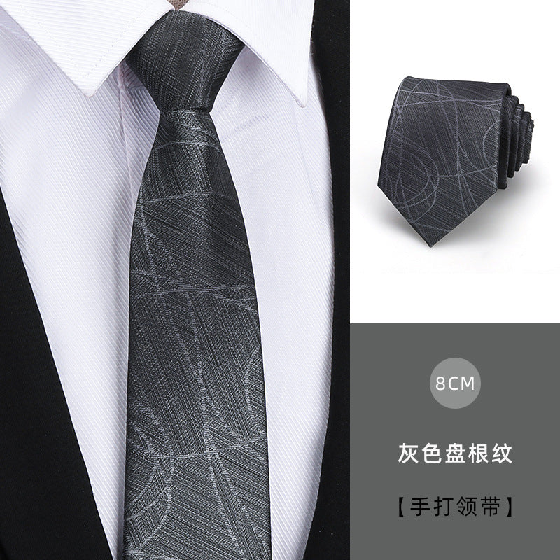 Tie men's formal wear business black glossy narrow zipper professional wedding groom korean zipper hand tie