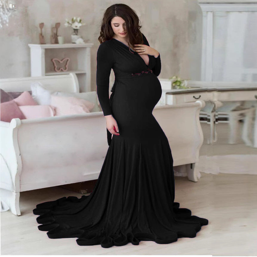 V-Neck Photography Maternity Dress