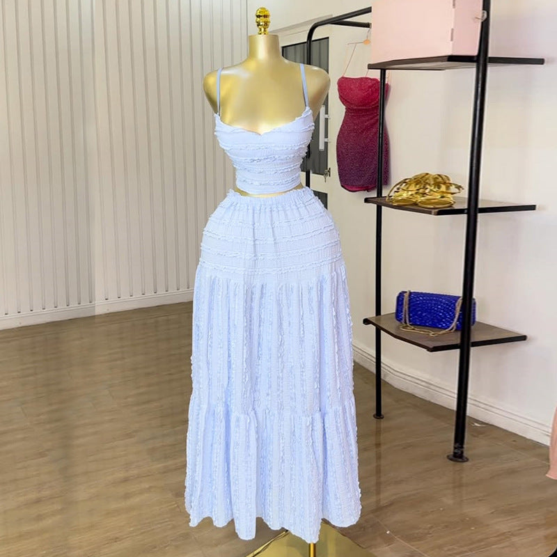 Chic V-Neck Cami Top & High-Waisted Skirt Set