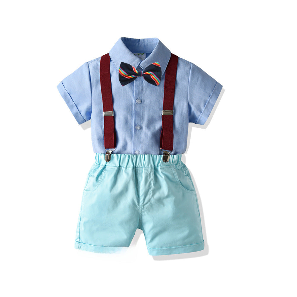 Boys' Summer Cotton Shirt & Bib Pants Set