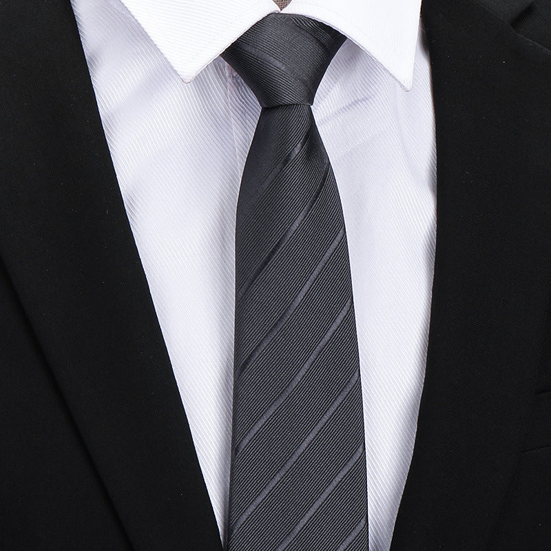 Tie men's formal wear business black glossy narrow zipper professional wedding groom korean zipper hand tie