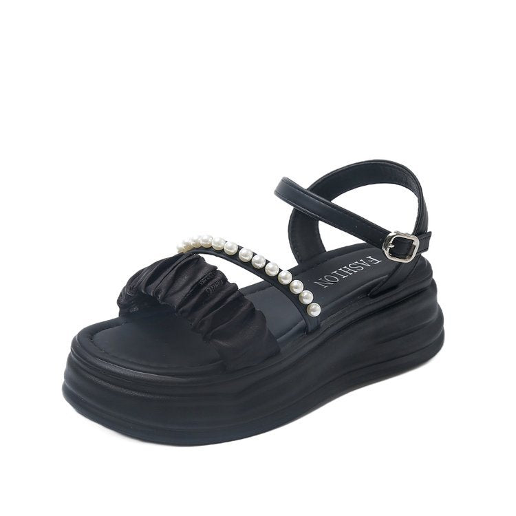 Pearl-Accent Thick-Soled Sandals