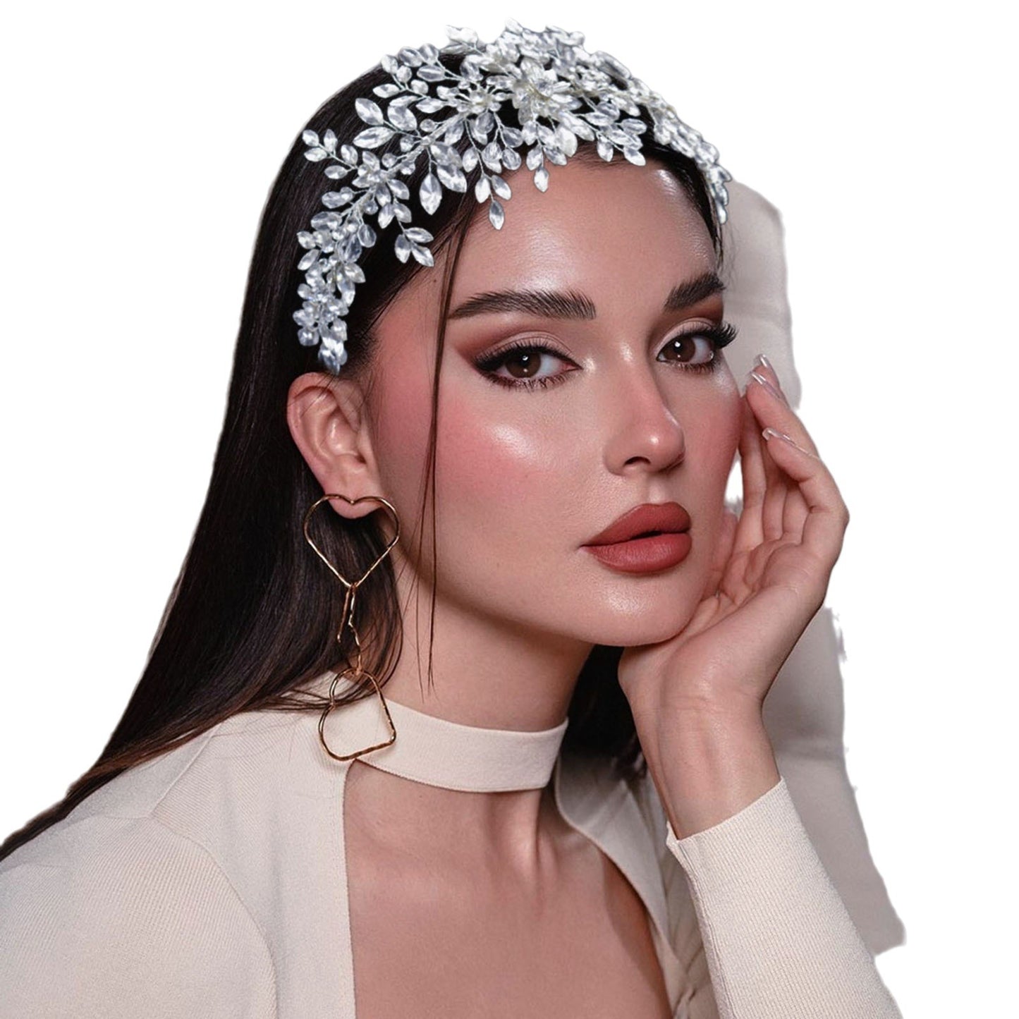 Handmade rhinestone flower cluster bridal wedding headband