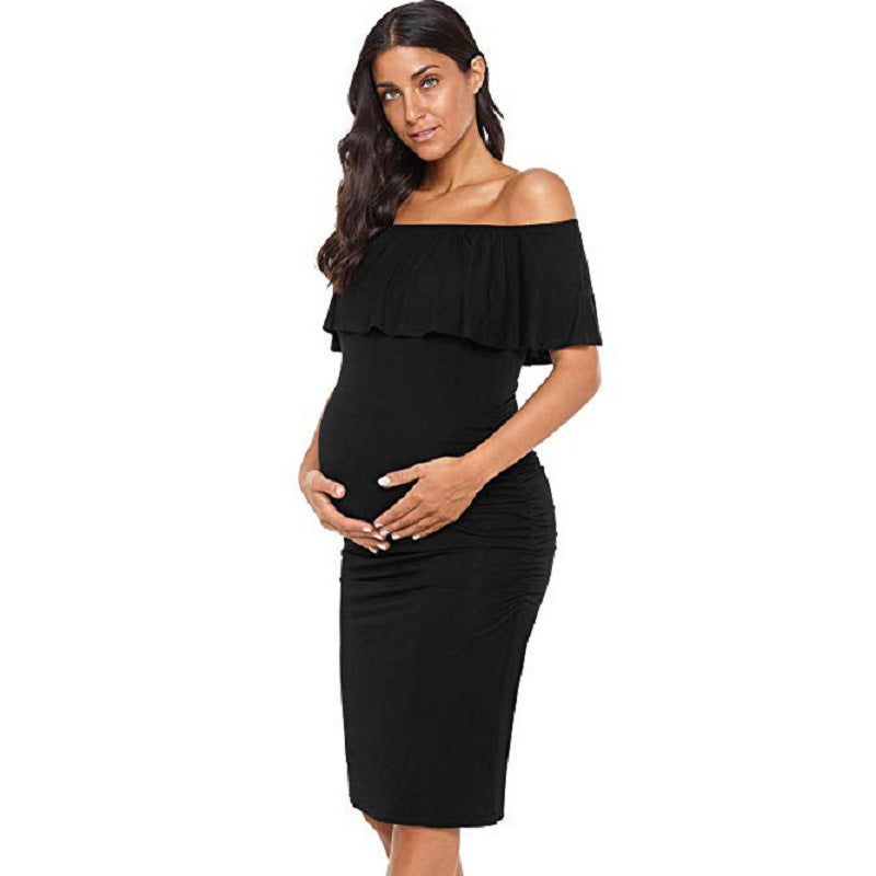 Elegant One-Shoulder Maternity Dress