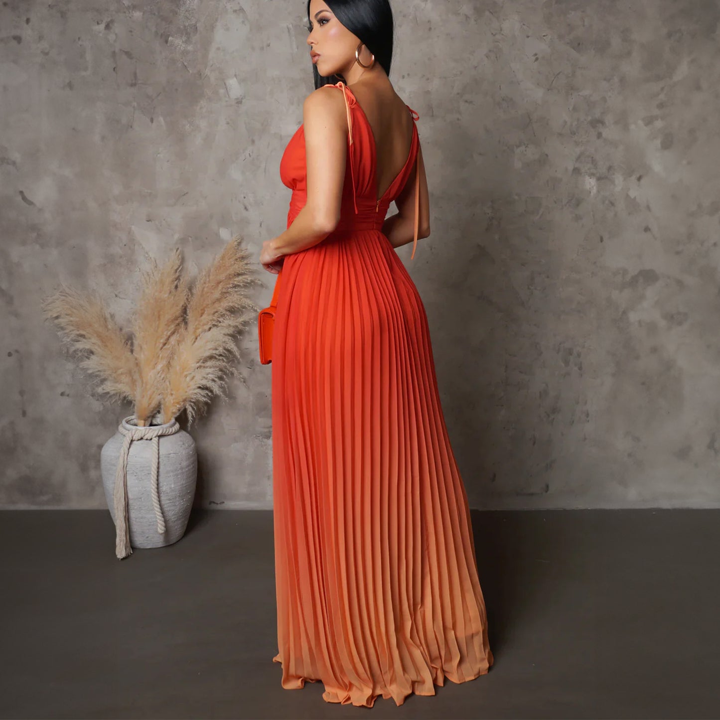 Summer Slip Backless Sexy Lace Gradient Long Dress